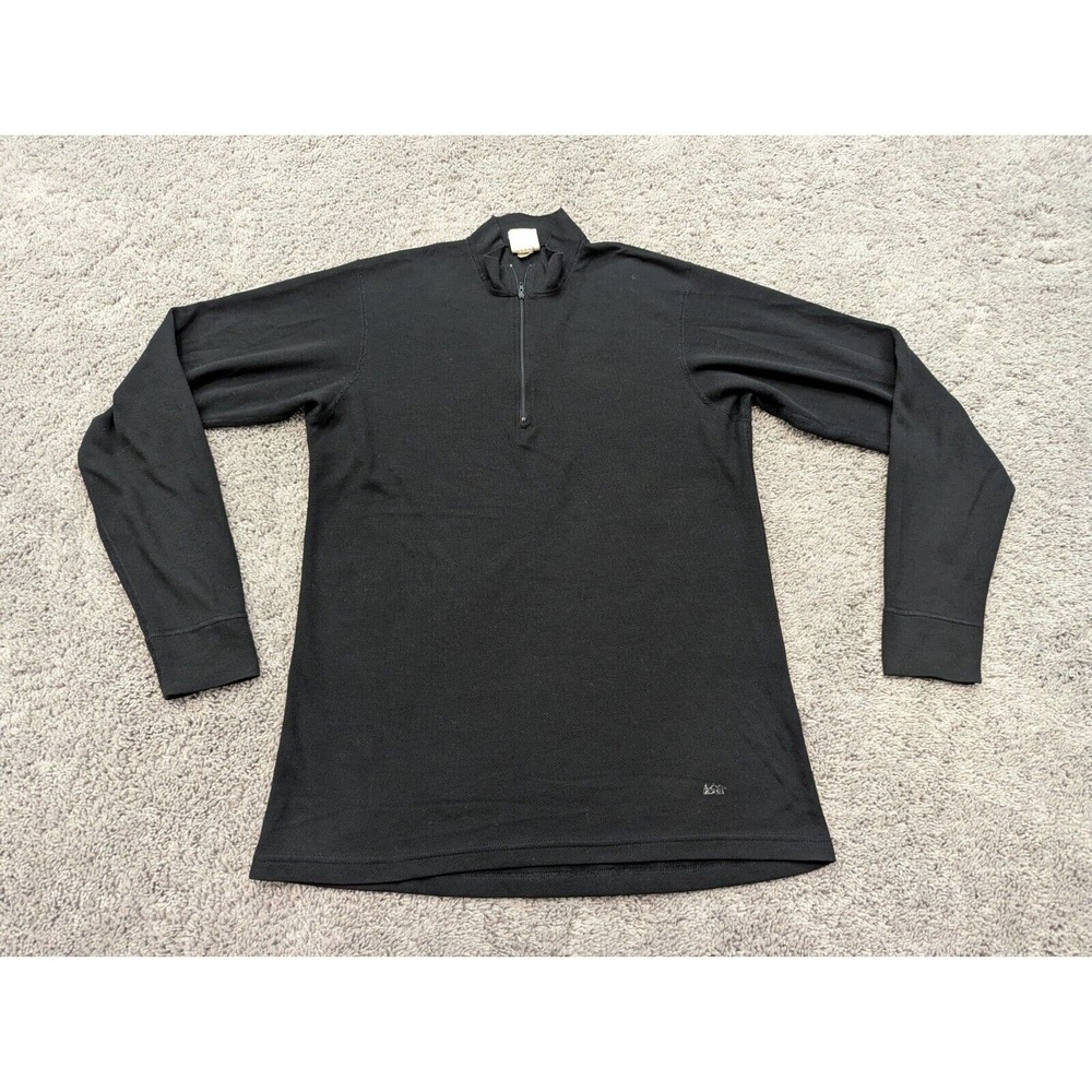 REI Pullover Mens Large Sweatshirt Black‎ Long Sleeve 1/4 Zip Logo Outdoor